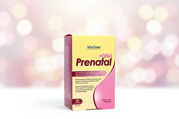 کپسول پریناتال پلاس دی اچ ای ویواتیون روی سطح سفید