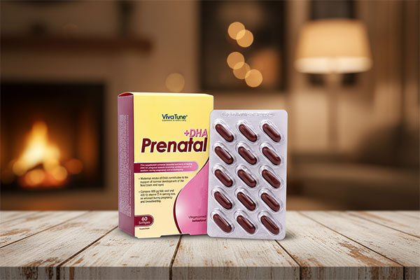 کپسول پریناتال دی اچ ای ویواتیون روی میز چوبی