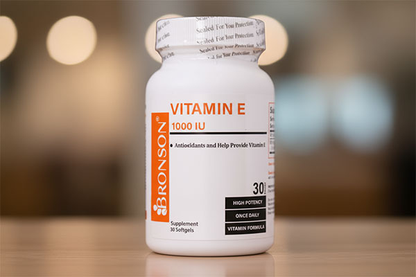 نمای نزدیک از کپسول ویتامین ای برونسون