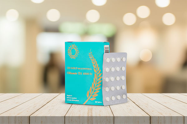 نمای نزدیک قرص ویتامین D3 1000 مولتی نرمال