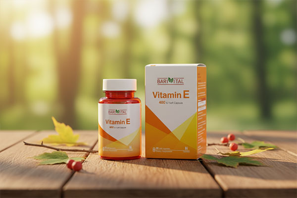 نمایی نزدیک از کپسول ویتامین ای باریویتال برای سلامت بدن