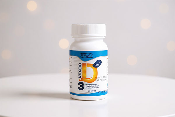 تصویر قرص ویتامین D3 1000 های هلث روی سطح سفید