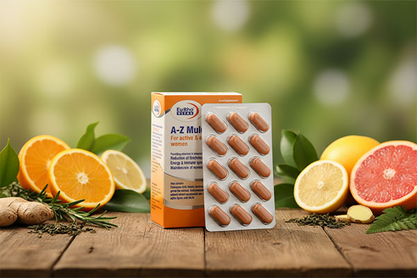 قرص A Z مولتی ویتامین بانوان بالای 50 سال یوروویتال با پس‌زمینه طبیعی