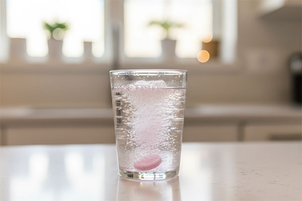 قرص جوشان مولتی ویتامین آپوویتال در حال حل شدن در آب