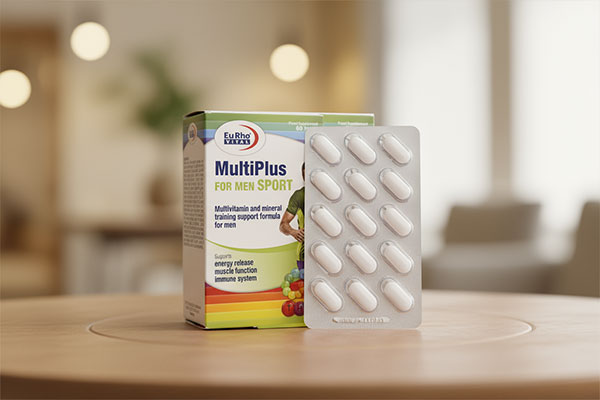 بسته‌بندی قرص مولتی پلاس فور من اسپرت یوروویتال