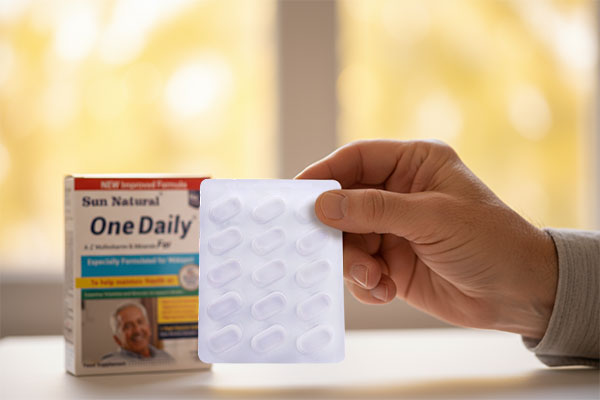 دست سالمند با قرص وان دیلی آقایان بالای 70 سال سان نچرال