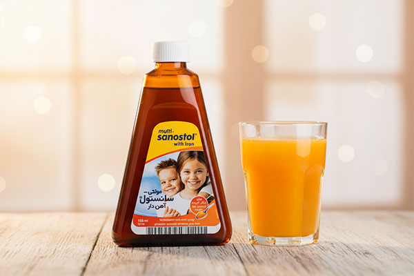 شربت سانستول آهن دار همراه با طعم دلپذیر پرتقال