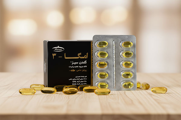 نمای نزدیک کپسول امگا 3 گلدن سیز کارن 50 عددی