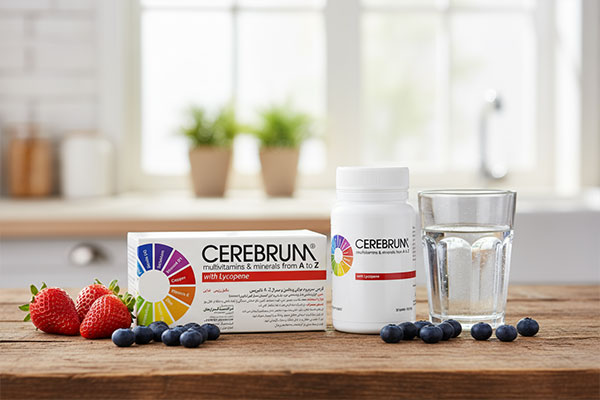 قرص سربروم ناتیریس در کنار مواد غذایی سالم