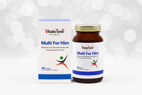 کپسول مولتی فور هیم آقایان ویتالی تون روی سطح سفید