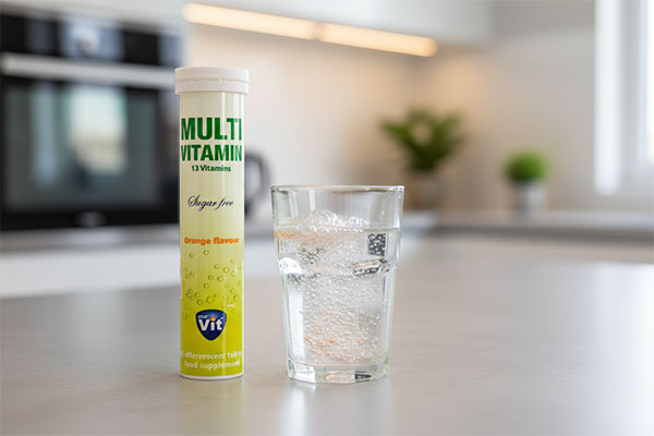 قرص جوشان مولتی ویتامین استار ویت کنار لیوان آب