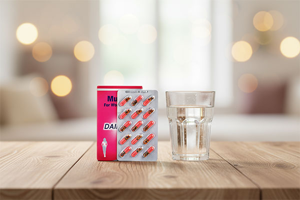 کپسول مولتی ویت بانوان +50 سال استارویت کنار لیوان آب