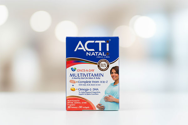 بسته‌بندی قرص اکتی ناتال پلاس امگا 3 ابیان دارو