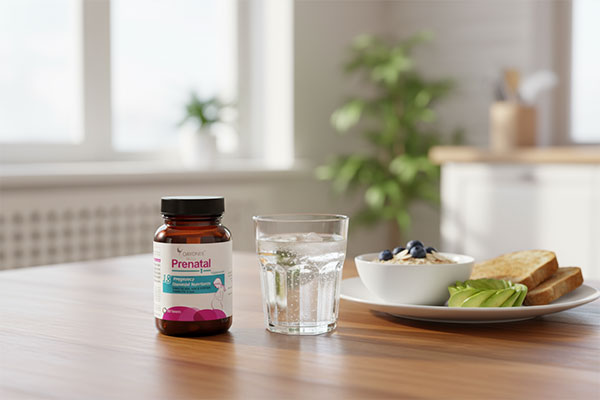 قرص مولتی پریناتال دایونیکس کنار صبحانه سالم