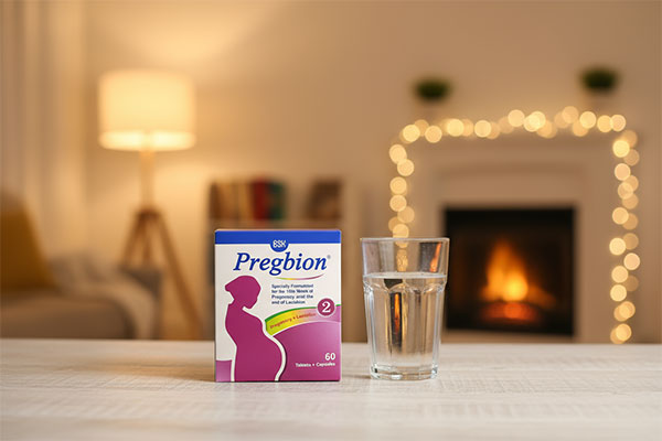 عکس قرص پرگبیون 2 بی اس کی کنار لیوان آب برای مصرف روزانه