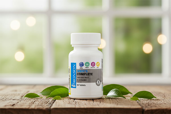 قرص برونسون منز کامپلیت روی میز چوبی با پس‌زمینه طبیعی