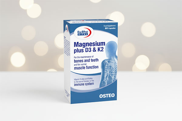 کپسول منیزیم پلاس د3 و کا2 یوروویتال برای سلامت استخوان