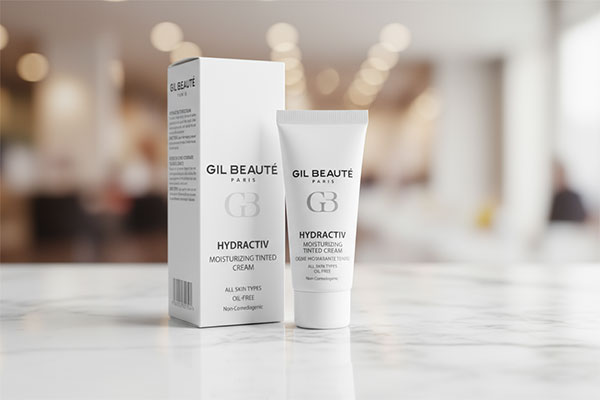 کرم مرطوب کننده رنگی هیدراکتیو ژیل بوته روی سطح مرمر سفید