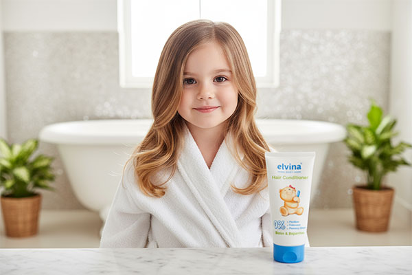 موهای نرم و براق کودک با نرم کننده موی سر الوینا