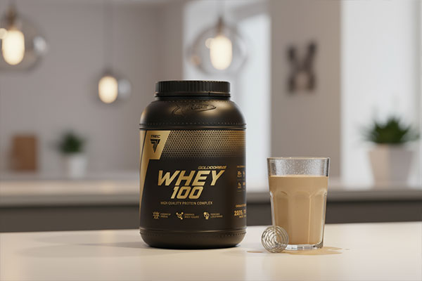 پودر پروتئین وی ترک نوتریشن همراه با شیک پروتئینی