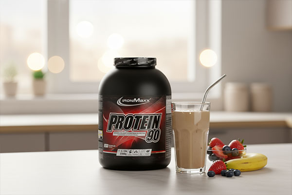 پودر پروتئین آیرون مکس کنار شیک پروتئینی آماده