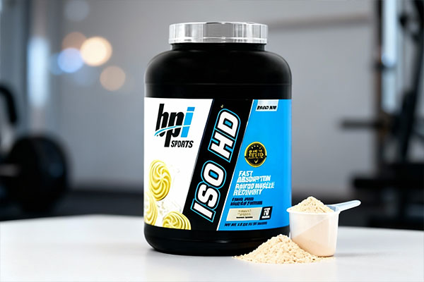 نمای نزدیک از پودر ایزو اچ دی بی پی آی اسپورت و اسکوپ پروتئین