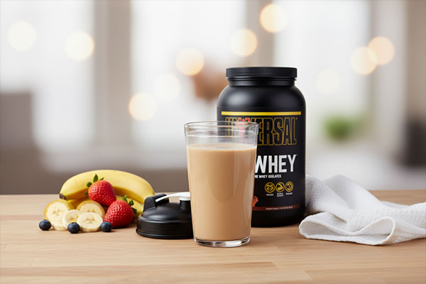 پودر اولترا ایزو وی یونیورسال نوتریشن در شیکر آماده مصرف