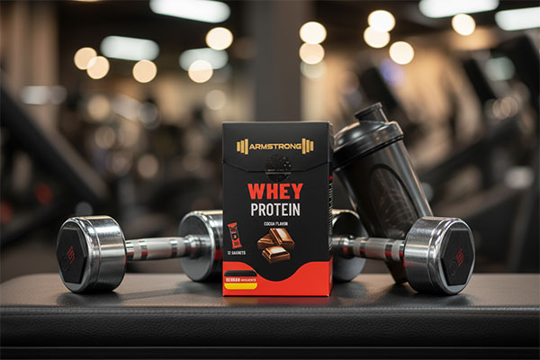 ساشه پروتئین وی کاکائویی آرمسترانگ در محیط ورزشی