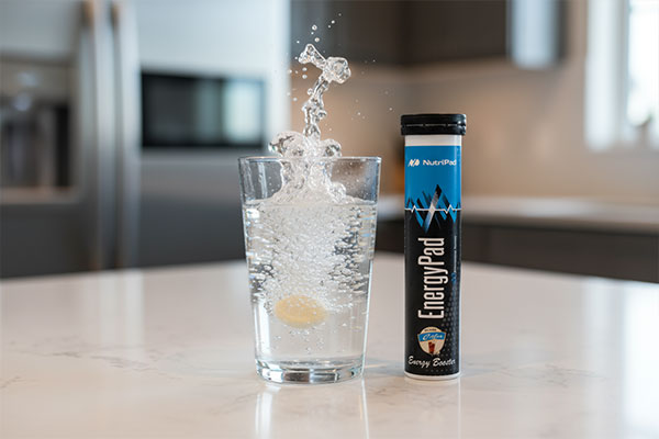 قرص جوشان انرژی پاد در حال حل شدن در آب