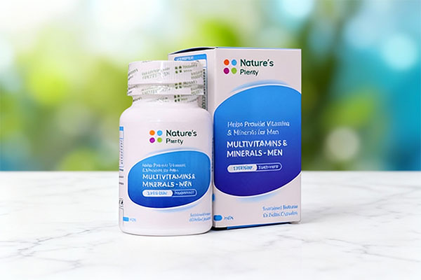 کپسول مولتی ویتامین آقایان نیچرز پلنتی روی سطح سفید