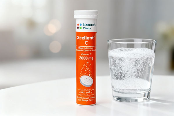 قرص جوشان اکسلنت سی در حال حل شدن در آب