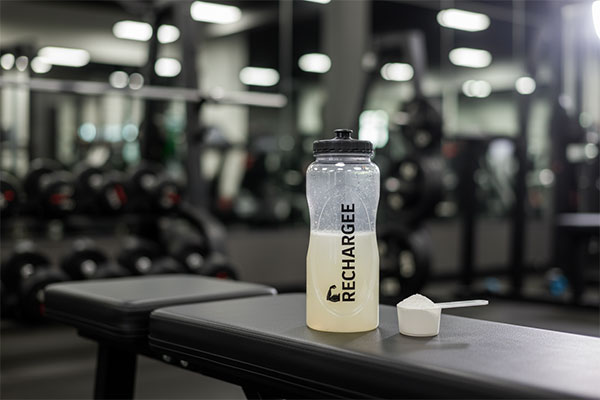 پودر ال گلوتامین پی ان سی در کنار تجهیزات ورزشی