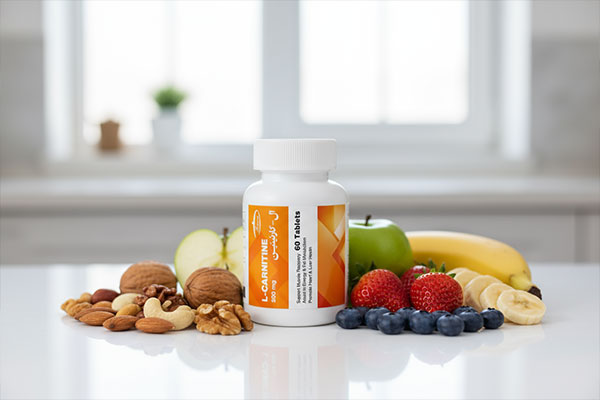 قرص ال کارنیتین 500 کارن همراه با مواد غذایی سالم
