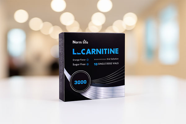 ویال ال کارنیتین 3000 نورم لایف روی سطح سفید