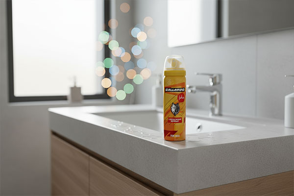 اسپری گالاردو زرد در محیط حمام مدرن