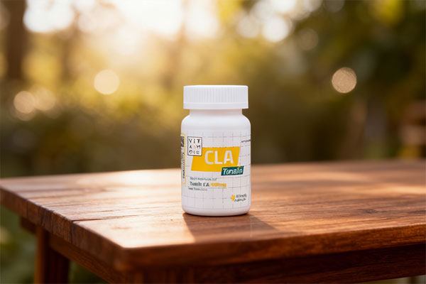 کپسول CLA تونالین 1000 ویتامور روی میز چوبی