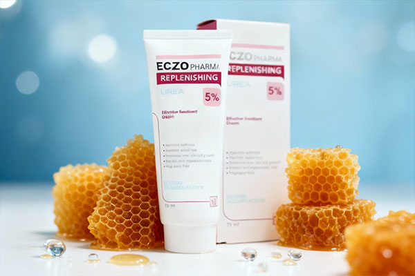 کرم نرم کننده اوره 5 درصد اگزوفارما مای روی حوله سفید