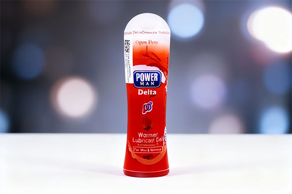 ژل لوبریکانت گرم کننده warming پاورمن دلتازکس روی سطح سفید