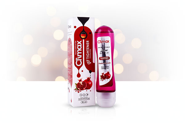 ژل لوبریکانت تنگ کننده انار کلایمکس روی سطح سفید