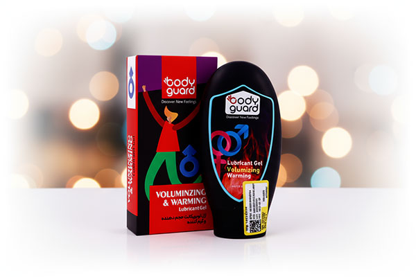 ژل لوبریکانت حجم دهنده و گرم کننده بادیگارد روی سطح سفید