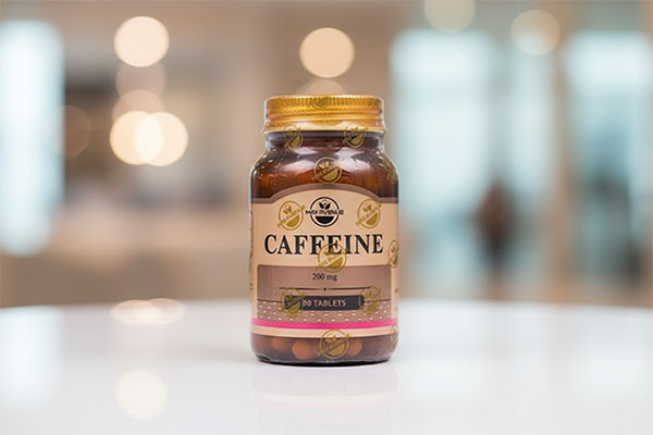 قرص کافئین 200 مکس اونیو روی سطح سفید