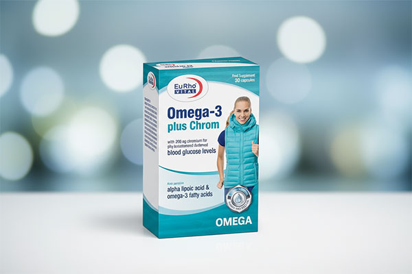 بسته‌بندی کپسول امگا 3 پلاس کروم یوروویتال