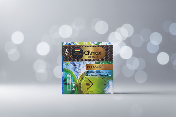 نمای نزدیک از کاندوم خاردار شیاردار تاخیری کلایمکس مدل Pleasure