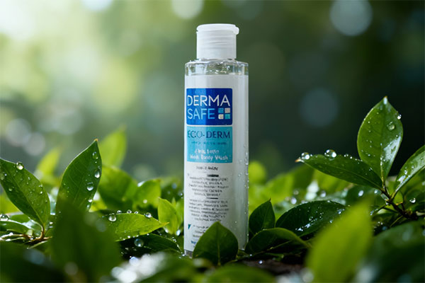 شامپو سر و بدن اگزودرم درماسیف پوست خیلی خشک روی پیشخوان حمام