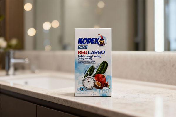 کاندوم تاخیری رد لارگو کدکس 12 عددی روی سطح سفید