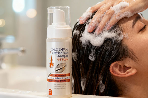 ماساژ پوست سر با شامپو فوم کاشت مو دئودراگ برای تقویت فولیکول‌ها