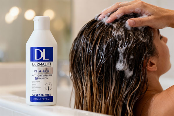 کاربرد شامپو ضد شوره موهای خشک درمالیفت برای پوست سر