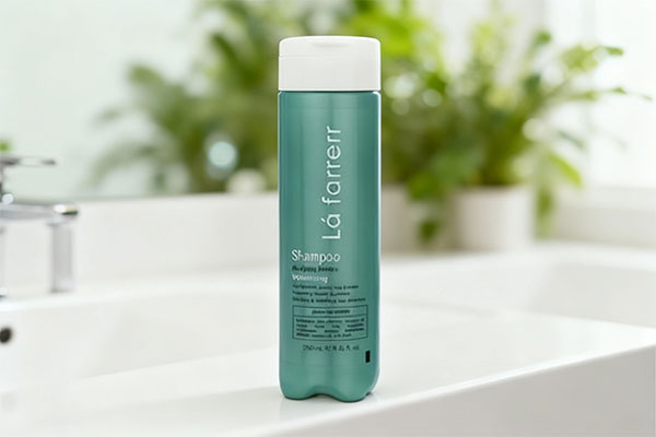 شامپو موهای چرب لافارر روی پیشخوان حمام