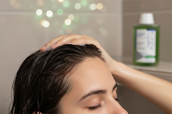 شامپو ضد شوره موهای چرب فولیکا در حال استفاده روی موهای چرب