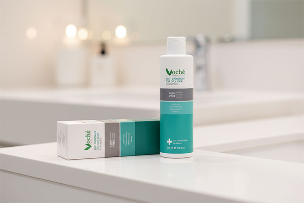 تصویر شامپو ضد شوره موهای چرب وچه روی پیشخوان حمام